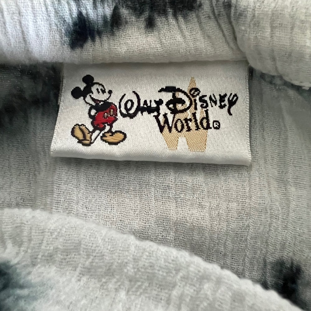 Walt Disney World Tie Dye Tiered Mini Skirt Black White Mickey Drawstring Cotton - Picture 6 of 7